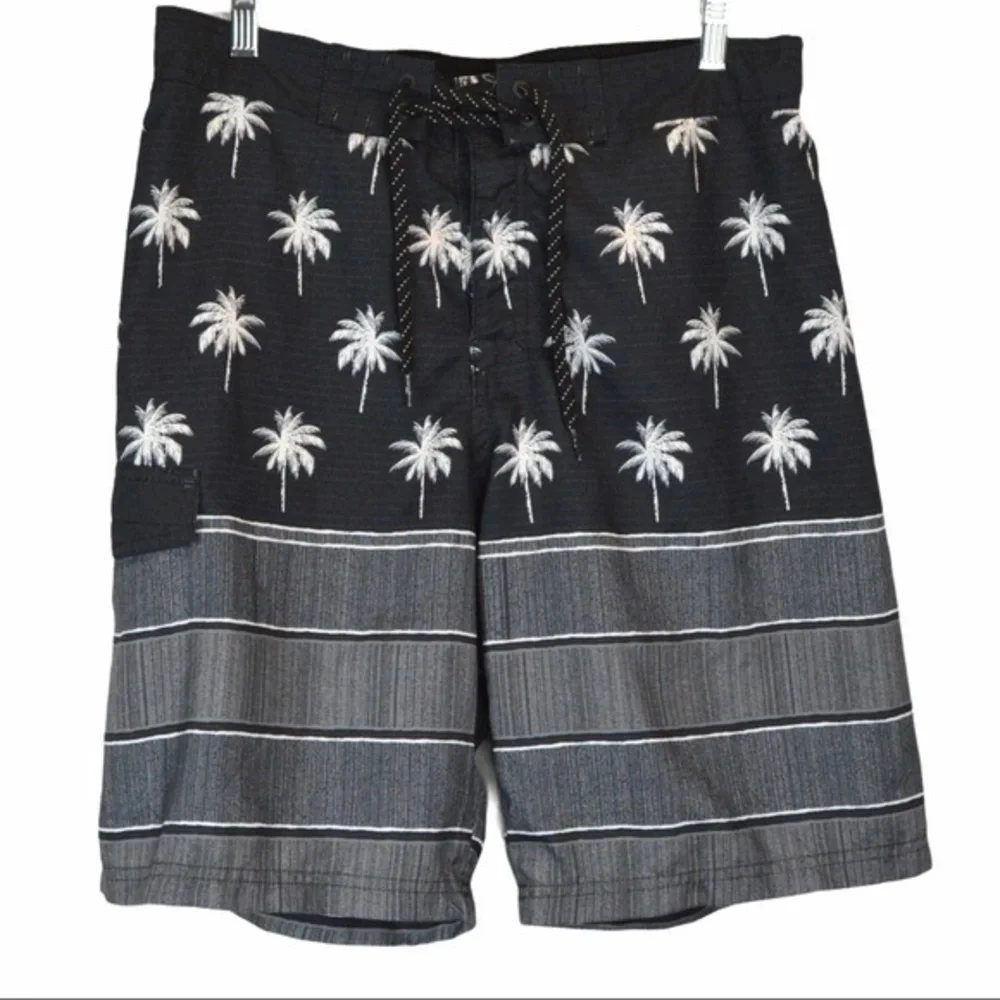 Ocean Current Board/Swim Shorts Palms/Stripes Lg.